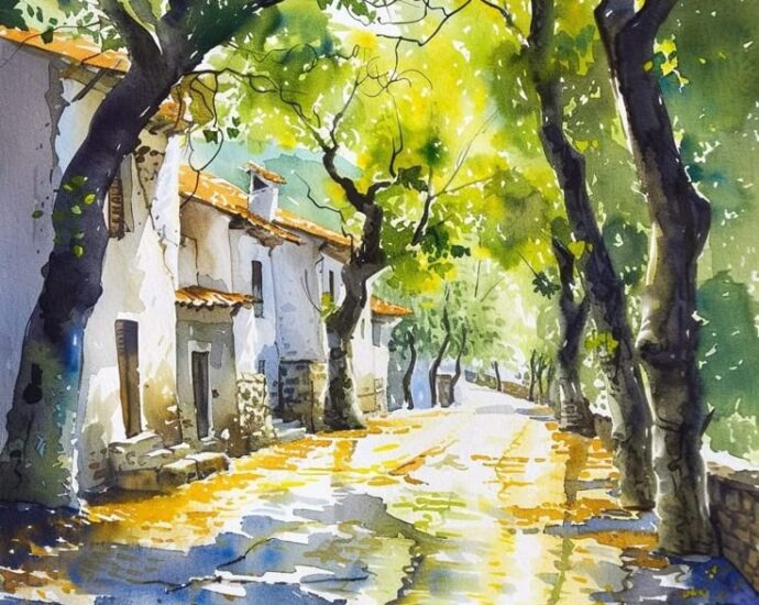 Golden Morning on the Village Lane